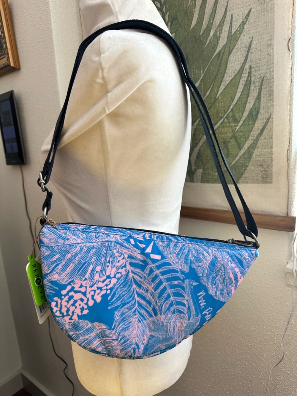 The Sak Tess Sling Blue & Pink Bubblegum Wildlife Crossbody Shoulder Bag